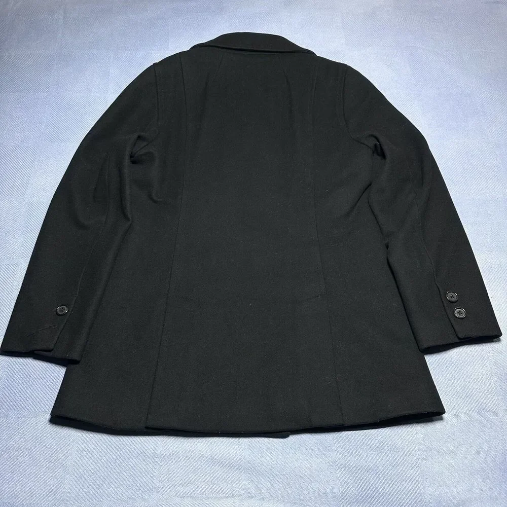 J Crew Double Breasted Wool Blend Insulated Black Coat Women's Size Medium - Picture 14 of 16